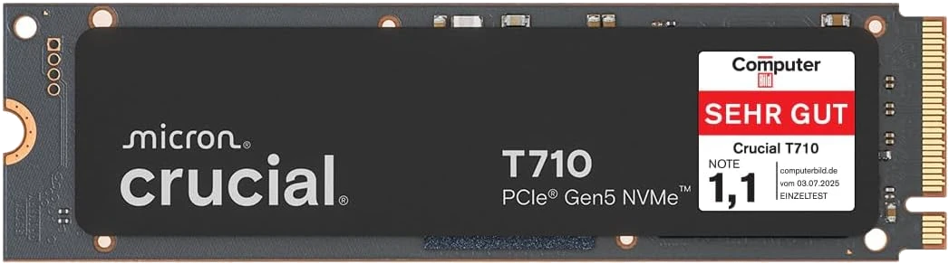 Crucial T710 NVMe M.2 SSD 2TB – ultraschnelle PCIe 5.0 Gen5 Festplatte für Gaming, Workstations und High-End Computer.
