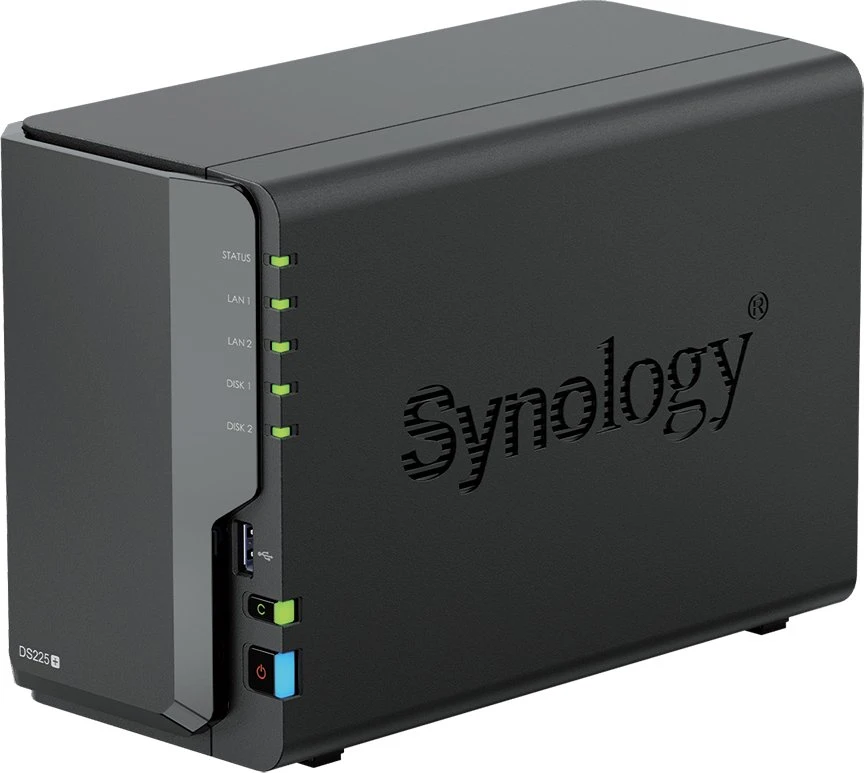 Die Synology DiskStation 225+ ist ein 2-Bay NAS aus dem Jahr 2025 - Seitenansicht