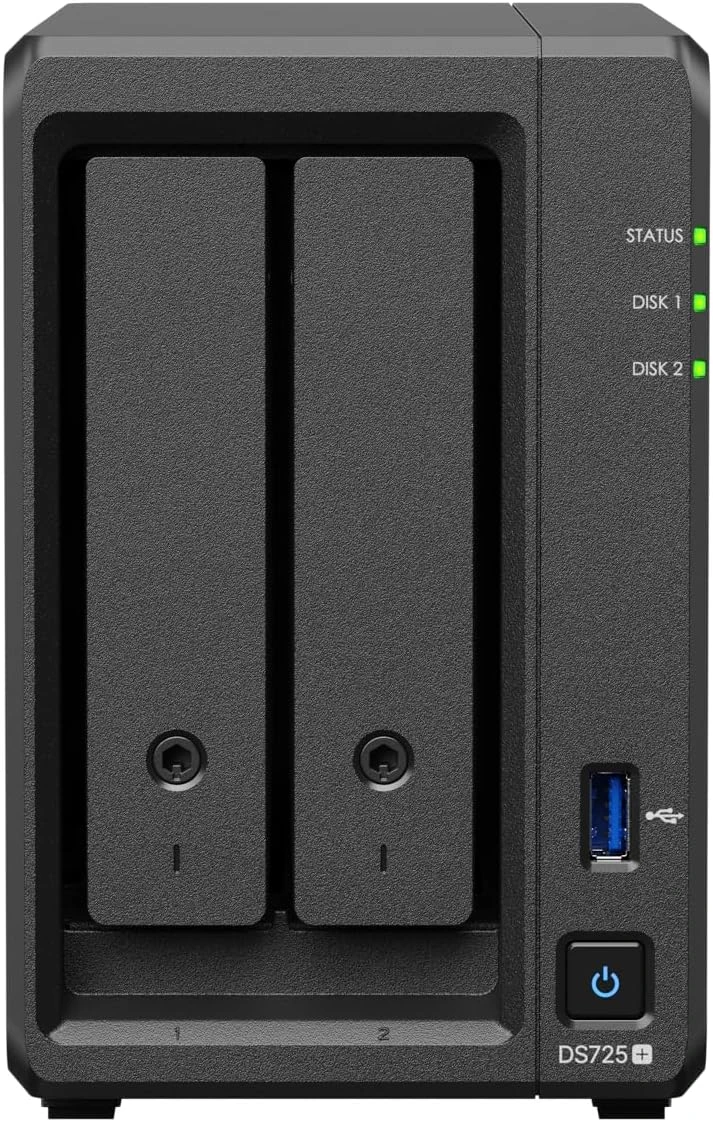 Die Synology DiskStation 725+ ist ein 2-Bay NAS aus dem Jahr 2025 - Vorderansicht